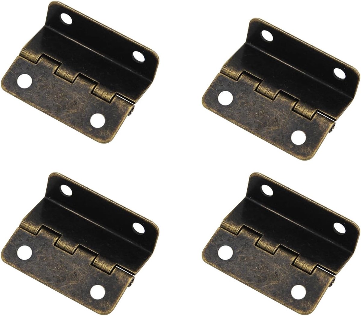 Decoratieve Box Scharnieren - 4 Stuks Drievoudig Vouw Scharnieren van 41mm voor Kasten, Deuren en Sieradenkisten in Antiek Brons