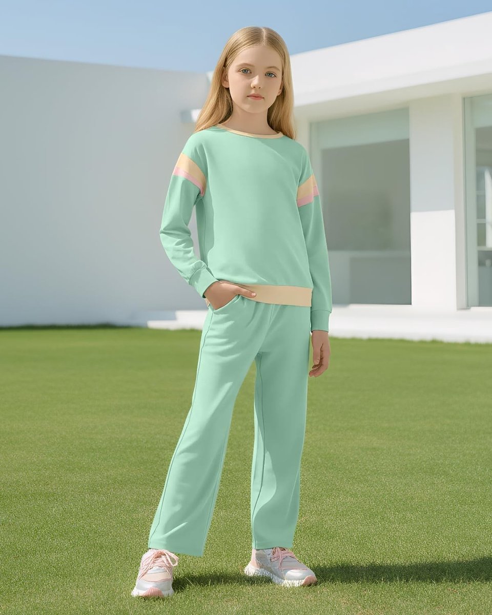 Meisjes Kleding Sets Herfst 2-delige Kleurblok Outfits met Lange Mouwen, Stijlvolle Tops en Broeken voor 3-12 Jaar