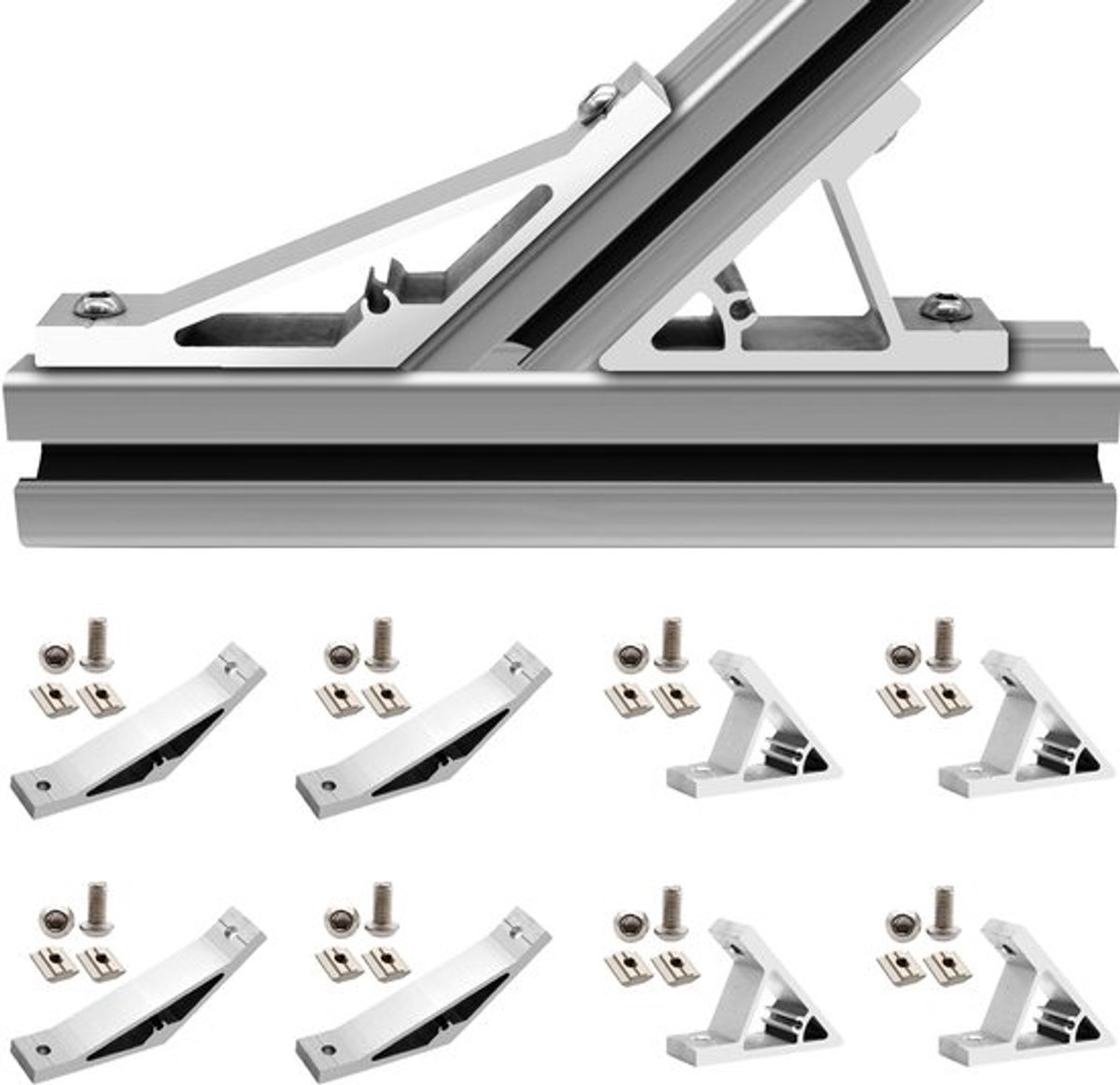 8Pcs 3030 45 en 135 Graad Hoekbeugel Zilver 3030 Extrusie Hardware T-Slot V-Slot Accessoires met Schroeven en Moeren voor 30x30 Aluminium Extrusie Connector 3D Printer Accessoires