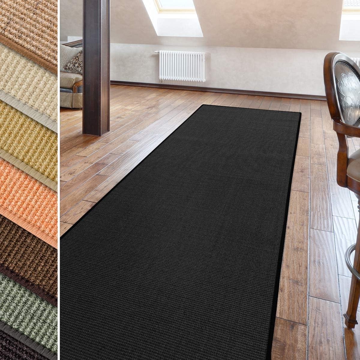 Sisal Loper - Natuurlijke Vezels - Woonruimte Decoratie - Duits Kwaliteitsproduct - 80 x 450 cm - Zwart