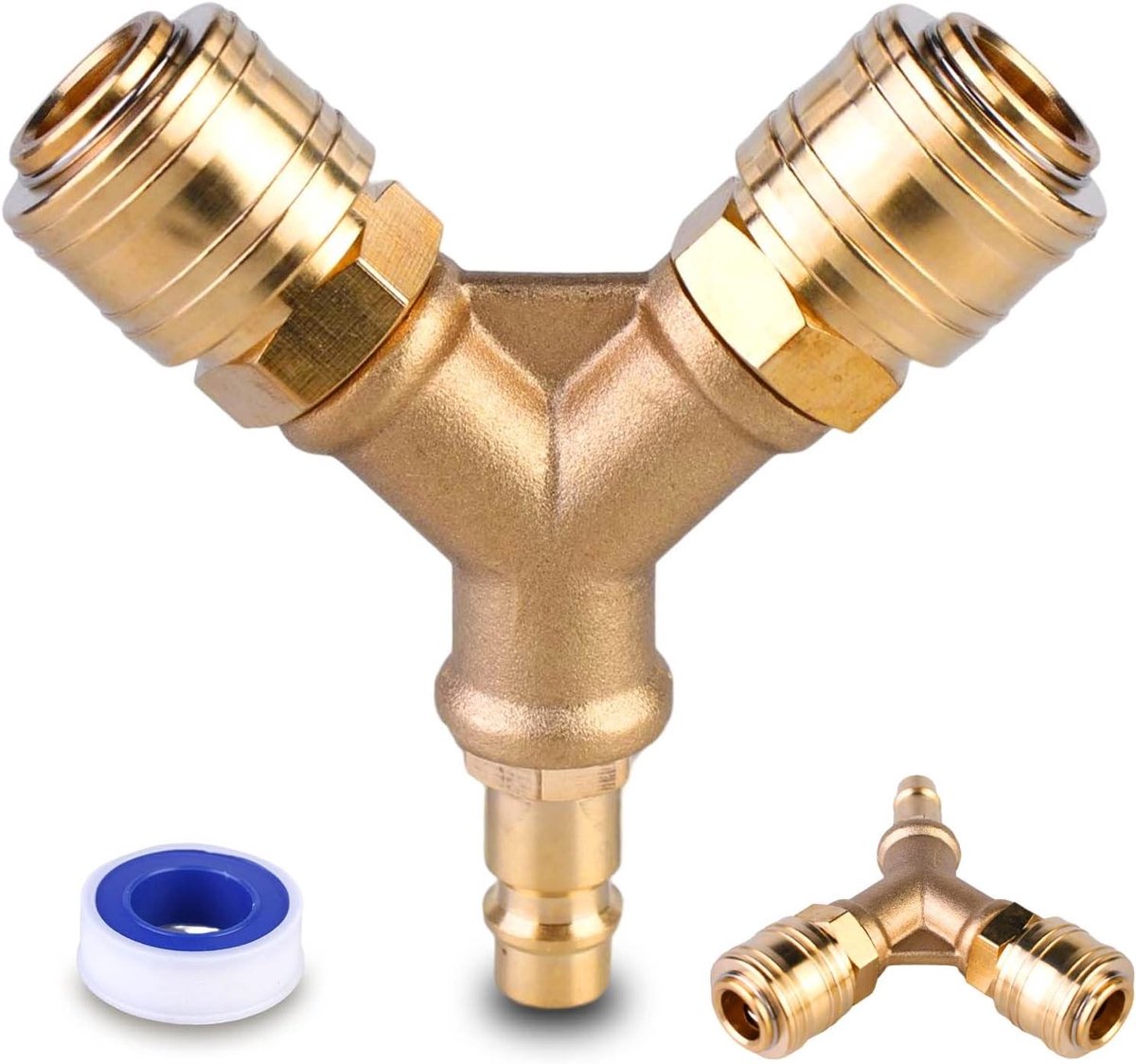 2-way luchtcompressor verdeler, luchtverbinding, messing koppeling met 1/4 inch aansluitingen voor optimale prestaties