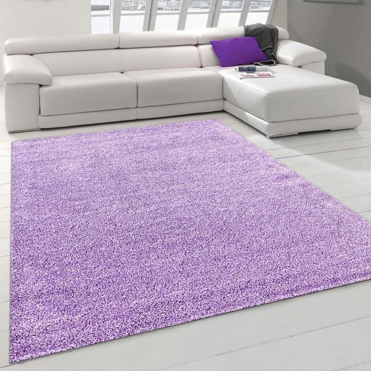 Hoogpolig Vloerkleed - Lila Shaggy - Woonkamer Decoratie - Geschikt voor vloerverwarming -
