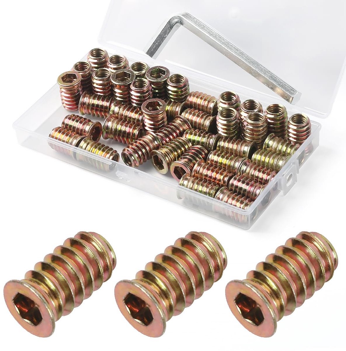 M8 x 25 Schroef-in Moeren Set van 40 Stuks - Zink Draadinvoeren voor Hout en Metaal, Hexagon Moeren en Schroefinzetstukken