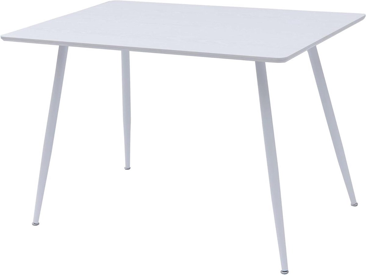Eettafel met Houtnerf - Keukentafel Eetkamer - Samen Eten - Robuust Metalen Frame - 115x75 cm - Wit
