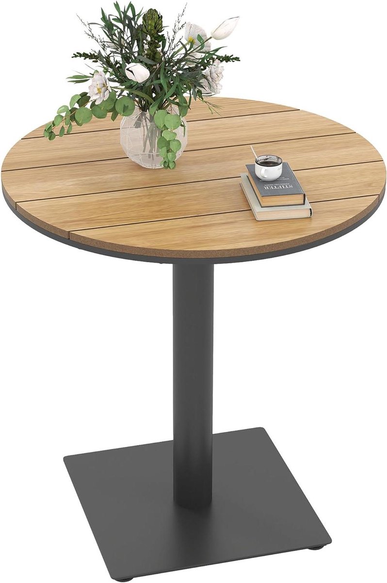 Gartentisch Rund - Balkontafel Outdoor - Buiten Eten - Lamellenblad Design - Ø70 cm - Natuurhout