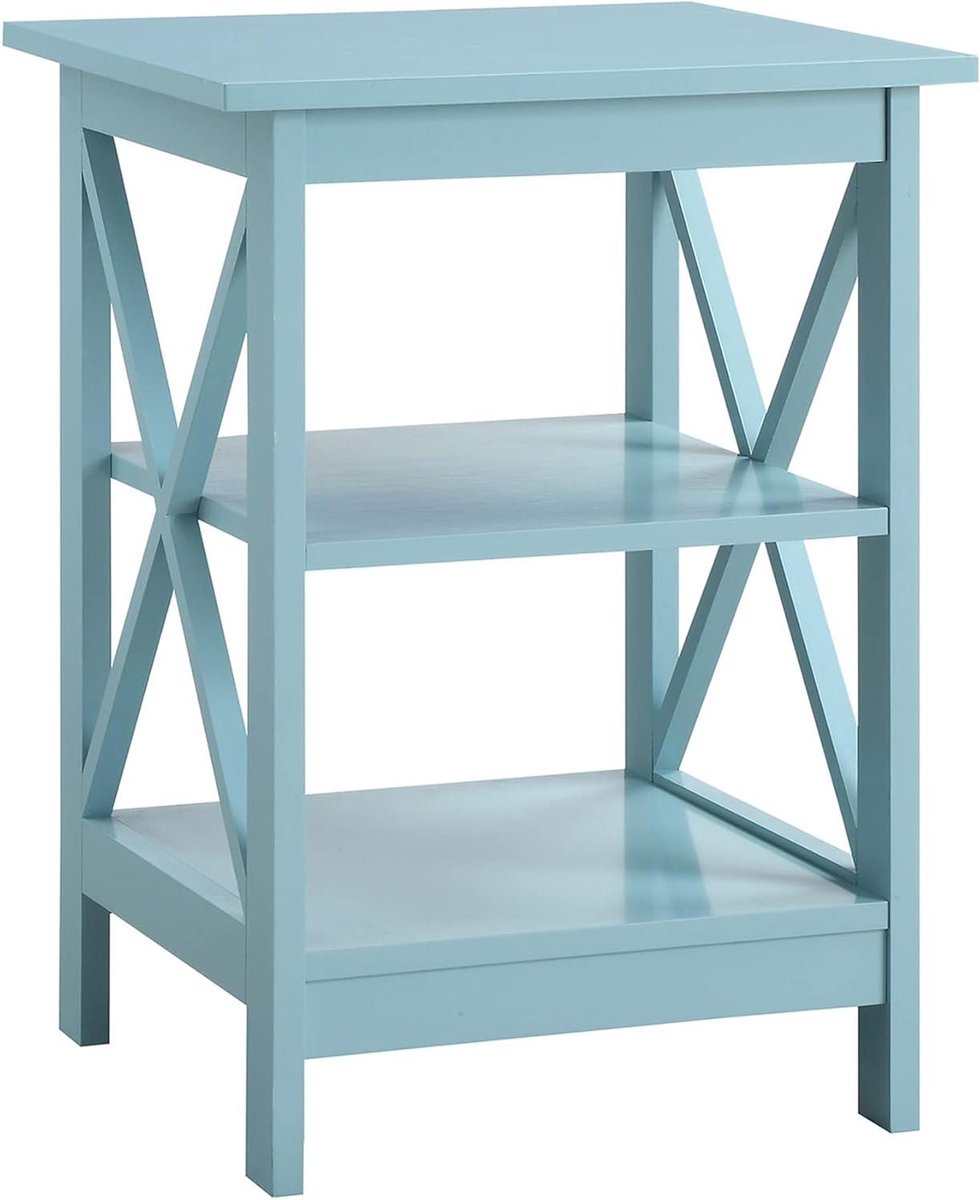 Bijzettafel - Salontafel Hoektafel - Woonkamer Decoratie - Drie Niveaus Opslag - 40x40x60 cm - Zeegroen