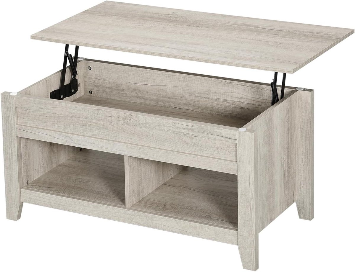 Salontafel met Opklapblad - Woonkamertafel Lift-top - Eten en Werken - Verborgen Opbergvak - 105 x 50 x 62.5 cm