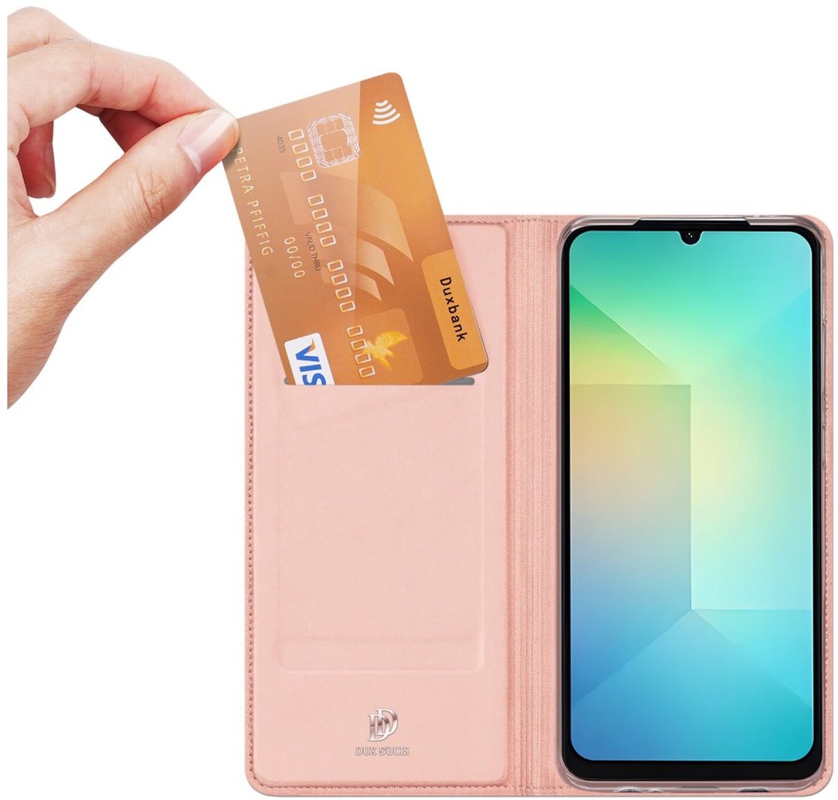 Dux Ducis Skin Pro Hoesje Geschikt voor Samsung Galaxy A07 | Book Case met Pasjeshouder | Portemonnee | Standaard | Roze