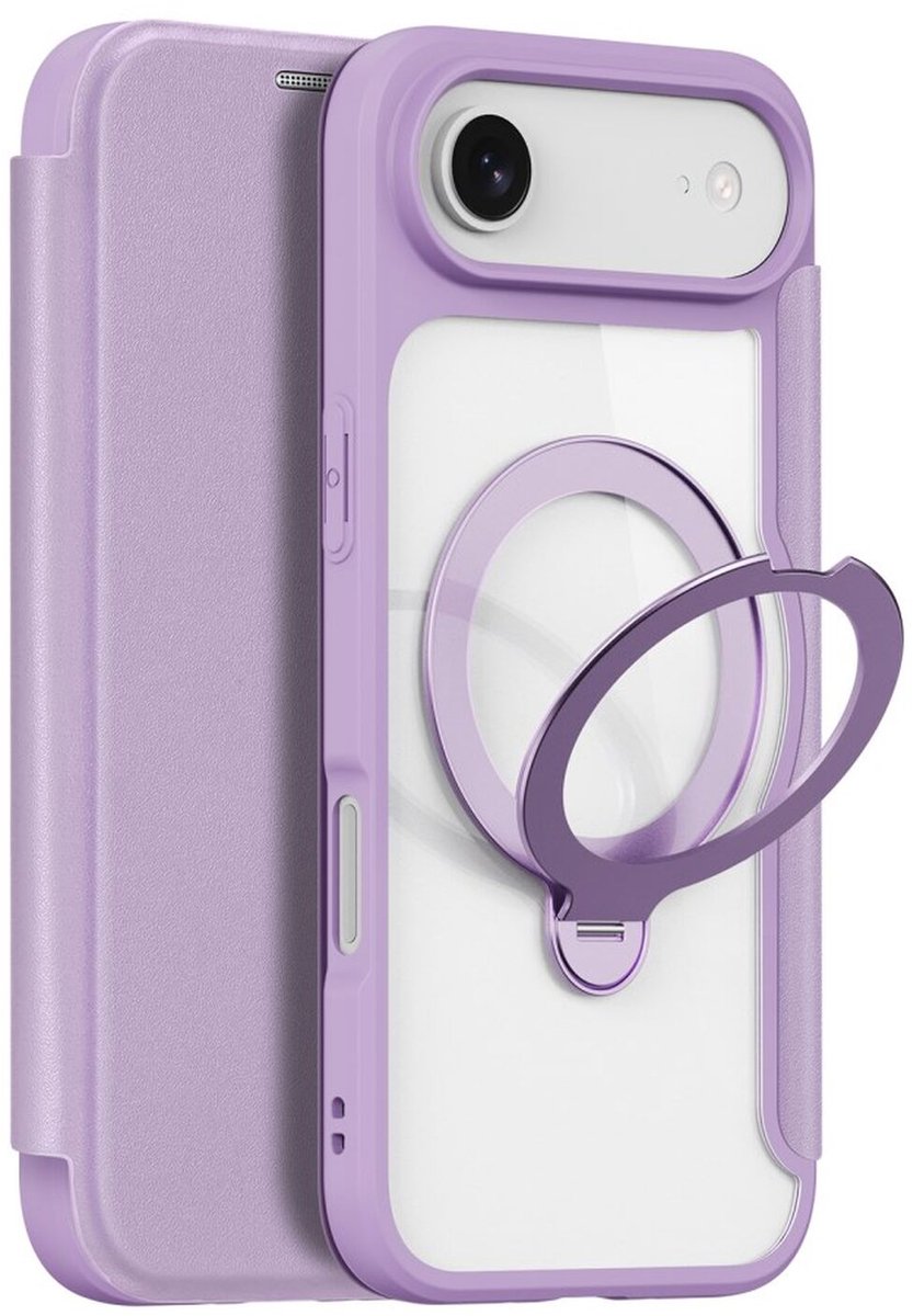 Dux Ducis Skin X Pro Hoesje Geschikt voor Apple iPhone Air | Compatibel met MagSafe | Book Case met RFID Pasjeshouder | Beschermhoes | Transparant Paars