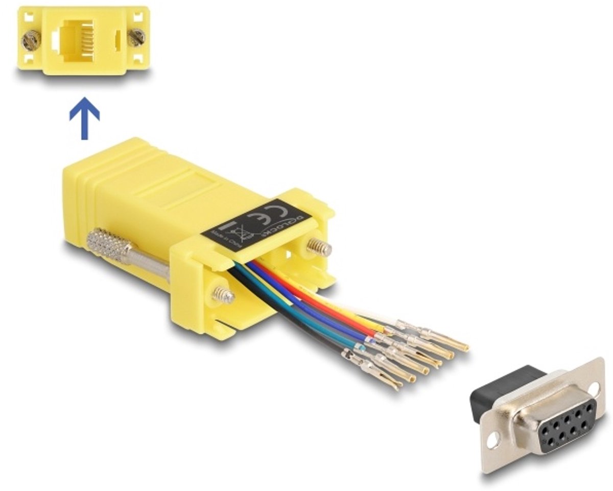 Delock D-Sub 9 pin female to RJ12 female Assembly Kit yellow