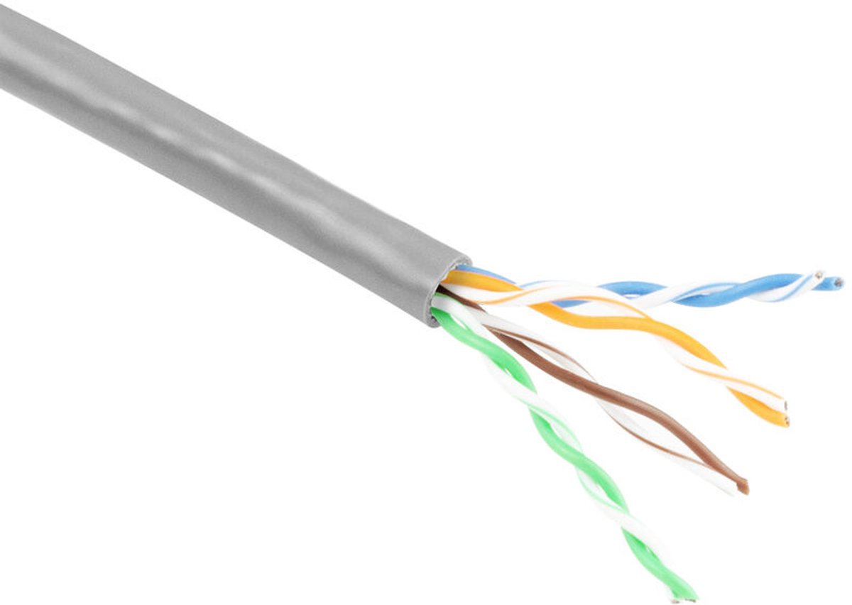 Patchkabel CAT6 UTP soepel rol 100M grijs