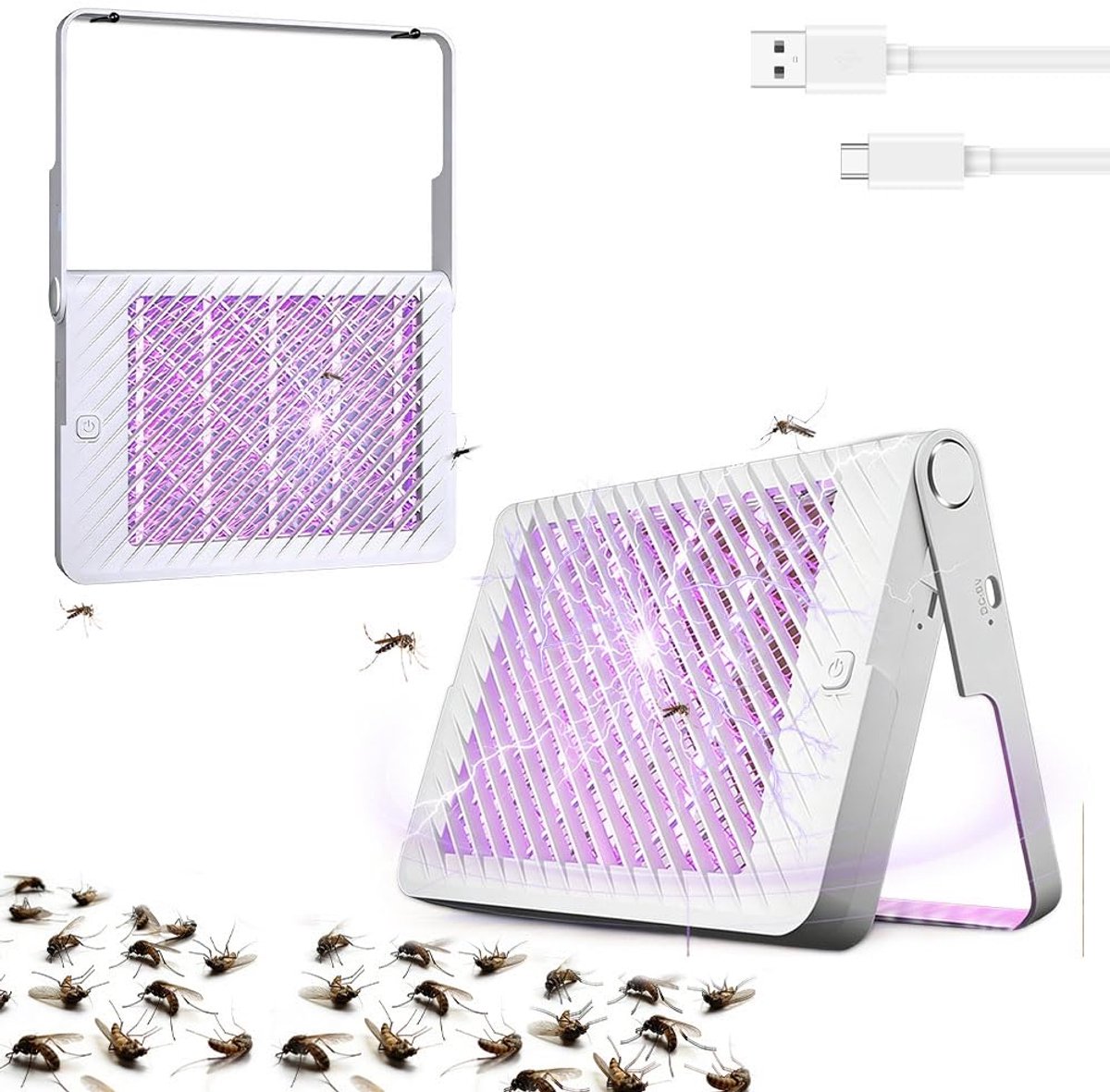 longziming -Elektrische Insectenverdelger - Bug Zapper - UV Lamp - ABS En Metaalweefsel - Stil En Veilig - Draagbaar Voor Binnen En Buiten - 1 Stuk