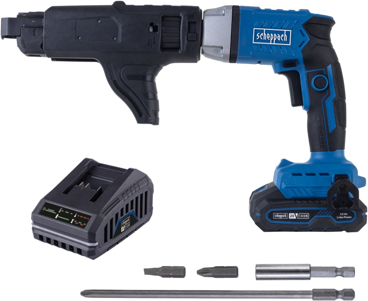 Scheppach Gipsplaatschroefmachine BC-DWD400MS-X - S - 30 Nm - 0 – 4000 rpm - Inclusief 20 V 2,0 Ah accu en 2,4 A lader