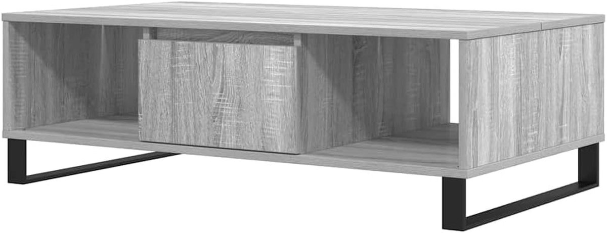 Salontafel - Koffietafel Bijzettafel - Woonkamer Inrichten - Met Opbergvakken - 104x60x35 cm - Grijs Sonoma
