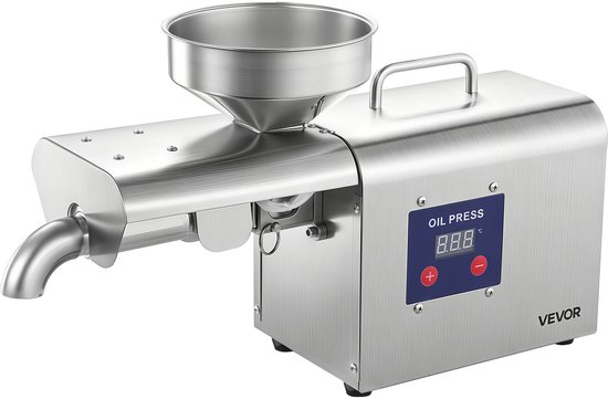 VEVOR Elektrische Oliepers 3,75 Kg/U, Oliemolen 750 W, Automatische Oliepersmachine met Warm Persen van 50 °C Tot 300 °C, Oliemachine Geschikt voor Pinda's, Sesam, Sojabonen en Amandelen, Roestvrij Staal van Vevor — afbeelding 2