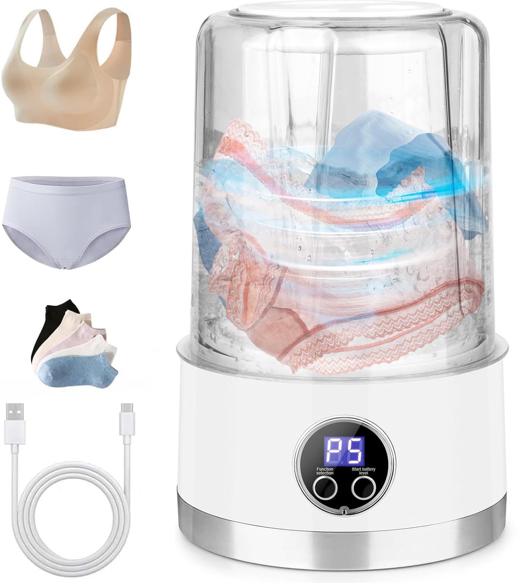 Draagbare Wasmachine - Compacte Mini-Wasmachine - 1L Ondergoedwasmachine - Voor Babykleding/Ondergoed/Kampeerkleding