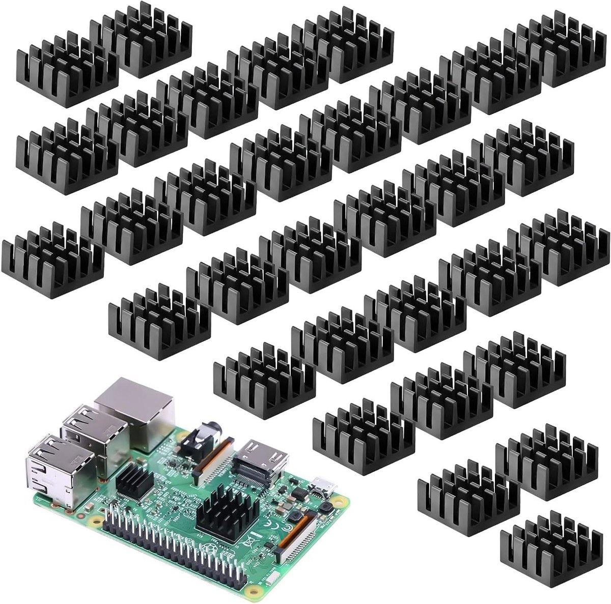 Aluminium Heatsink - Koellichaam Koeler - Componenten Koelen - Goede Warmtegeleiding - 7 x 14 x 14 mm - Zwart