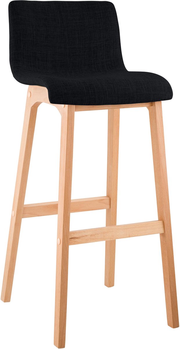 CLP Hover Barkruk - Hout frame - Stof zwart/natura