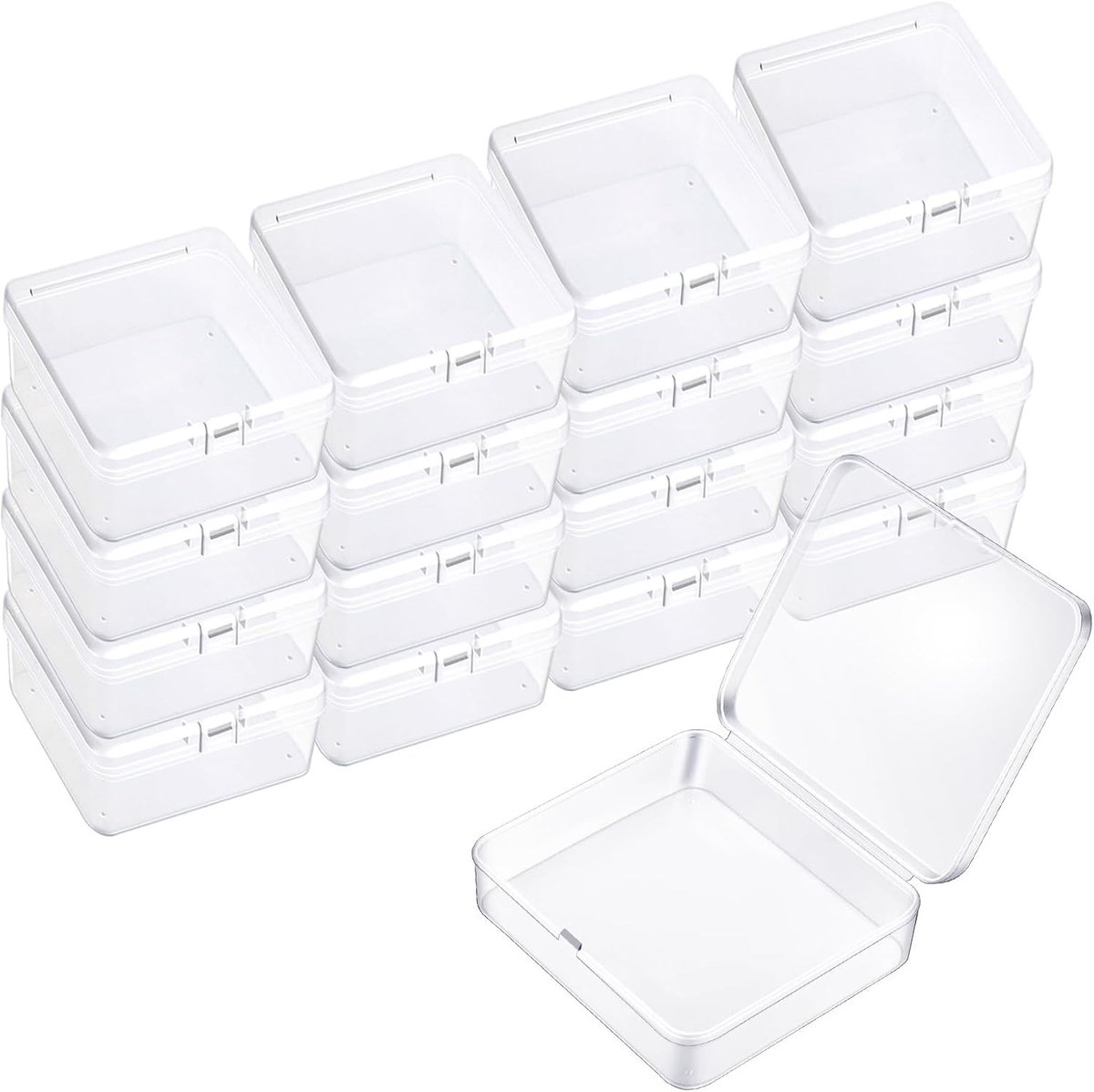 25 Stuks Kleine Opbergdozen 6.5 x 6.5 x 2 cm, Transparante Plastic Dozen voor Sieraden, Knutselaccessoires en Kleine Voorwerpen