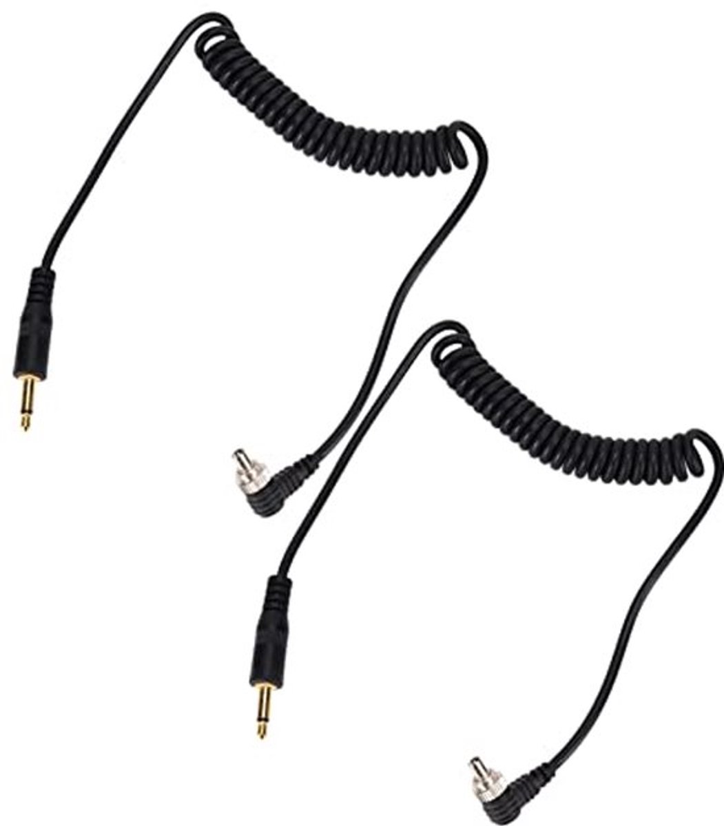 2Pcs Universele 3.5mm Naar Mannelijke Flash PC Sync Kabel Gewonden Koord Met Schroefvergrendeling Voor Digitale Camera's