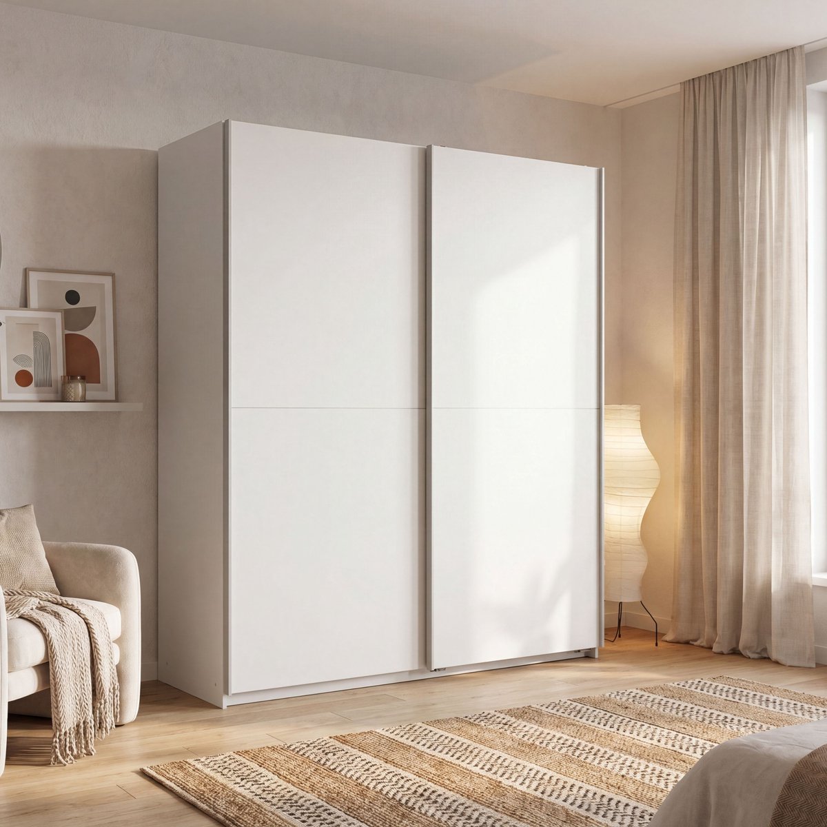 Felix Kledingkast Wit - 2 Schuifdeuren - Moderne Scandinavische Kast