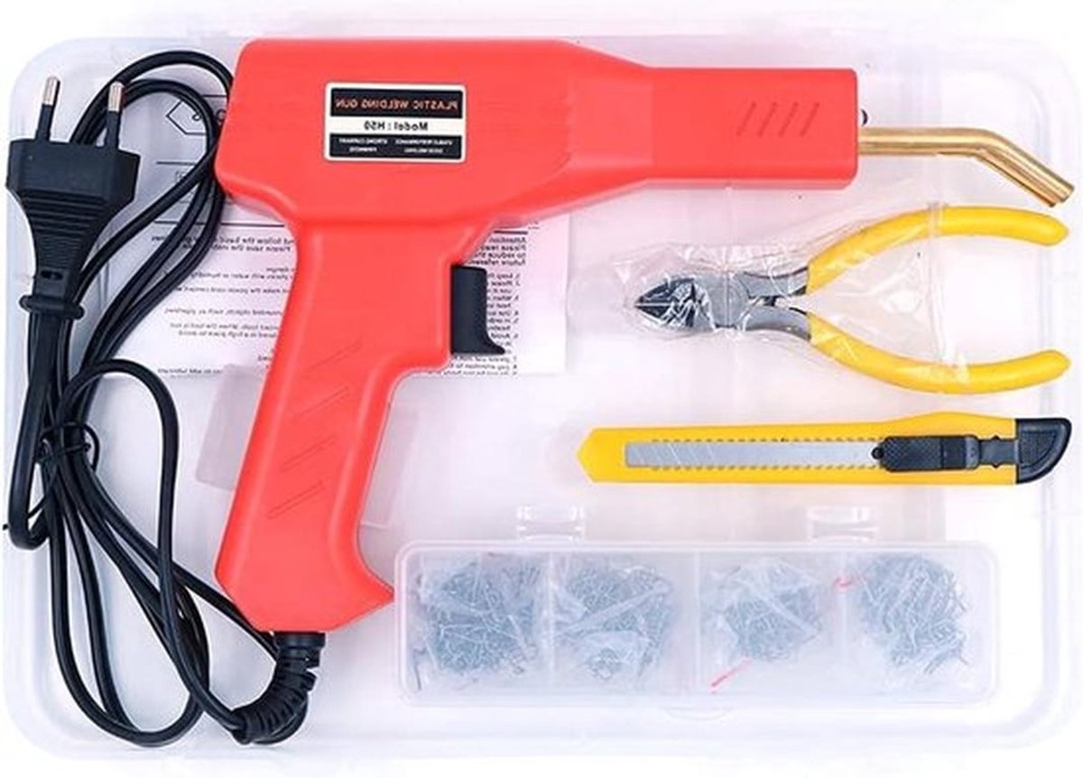 Professionele lasmachine set voor het repareren en versterken van autoplastic bumpers, ideaal voor het snel en duurzaam herstellen van scheuren en barsten