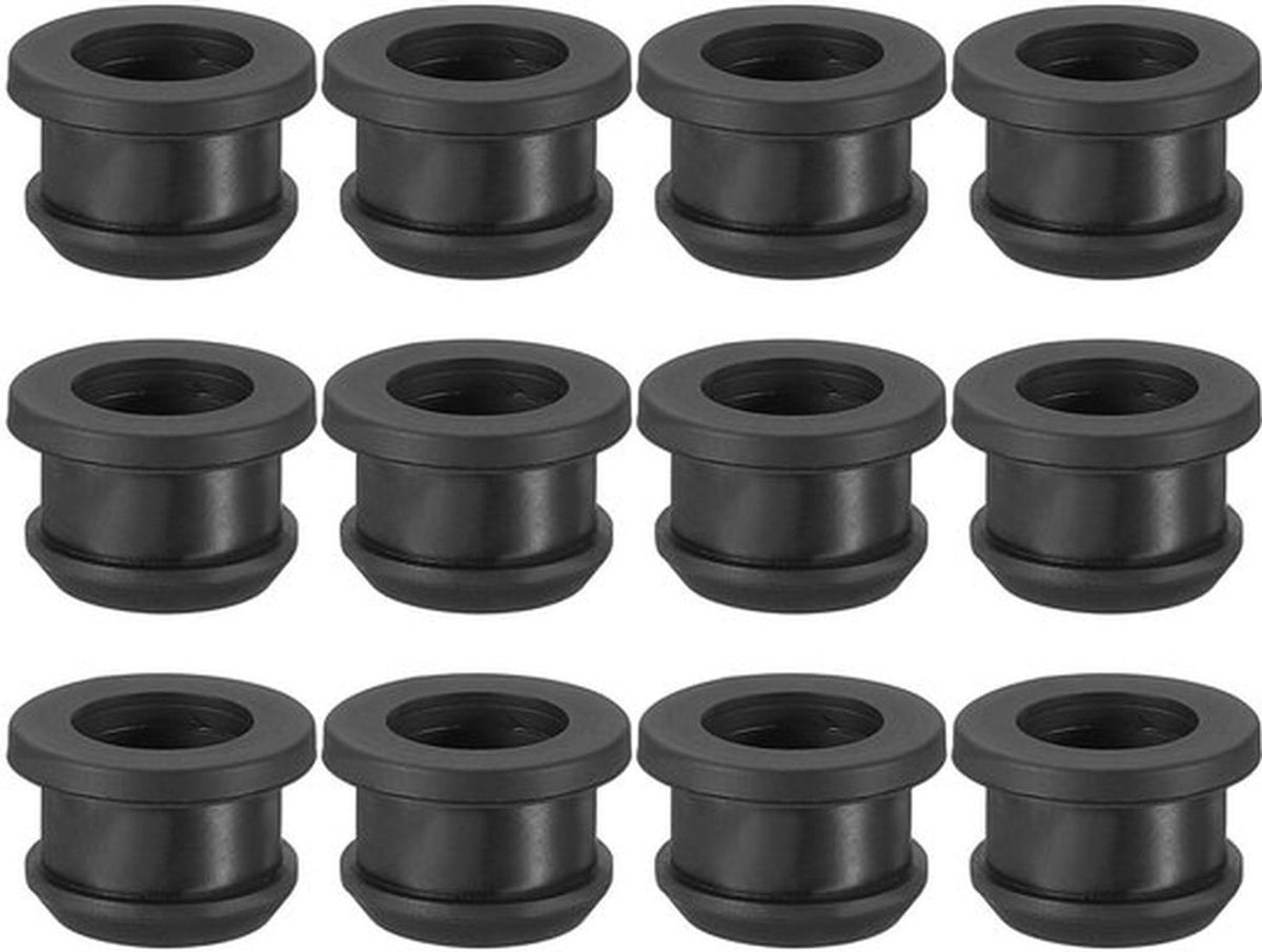 Rubber Grommets 12Pcs - Zwart - 1/2 Inch Boorgat - 3/8 Inch ID Top Hat