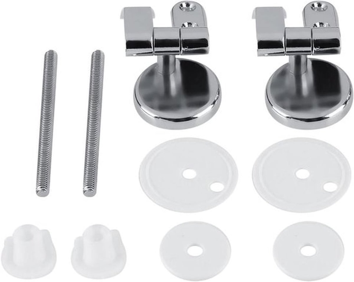 Toiletbril scharnieren - Vervanging - Chroom - Fittingen - WC-bevestigingen - Badkamer - Geschikt voor diverse modellen - 2 stuks scharnieren voor klapdeksel, toiletzitting, met reserveonderdelen.