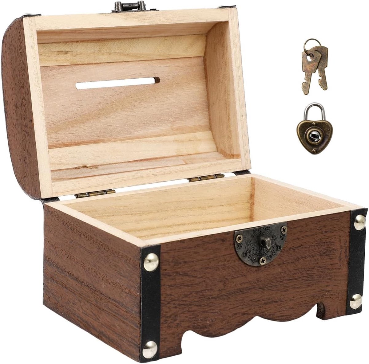 Vintage Opbergdoos van Hout met Slot | Retro Decoratie, Organisatie en Opslagoplossing