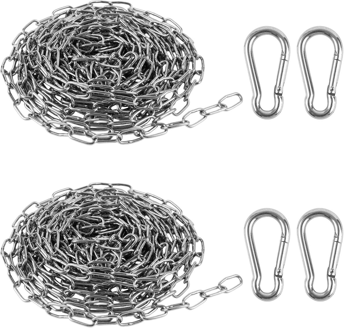 2-delige RVS Ketting voor Kleding Drooglijn, Hondenhalsband en Plantenhanger, 1.5mm x 5M Sterke Ketting voor Handtassen en Fotodisplay