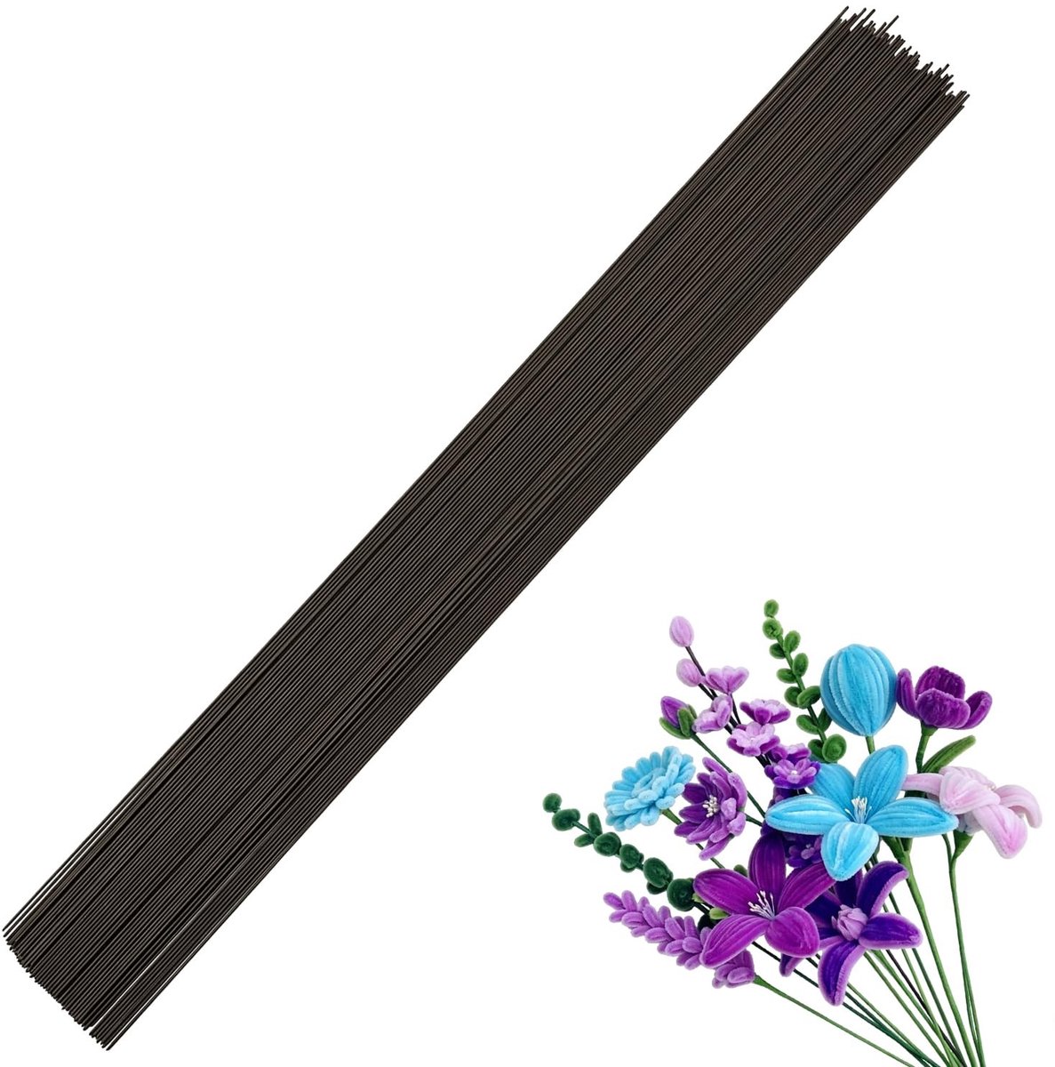 100 Stuks Bloemisten Stelen van 40 cm | Bruine Bloemendraad voor Creatieve Projecten | Accessoires voor Boeketten en Handgemaakte Arrangements