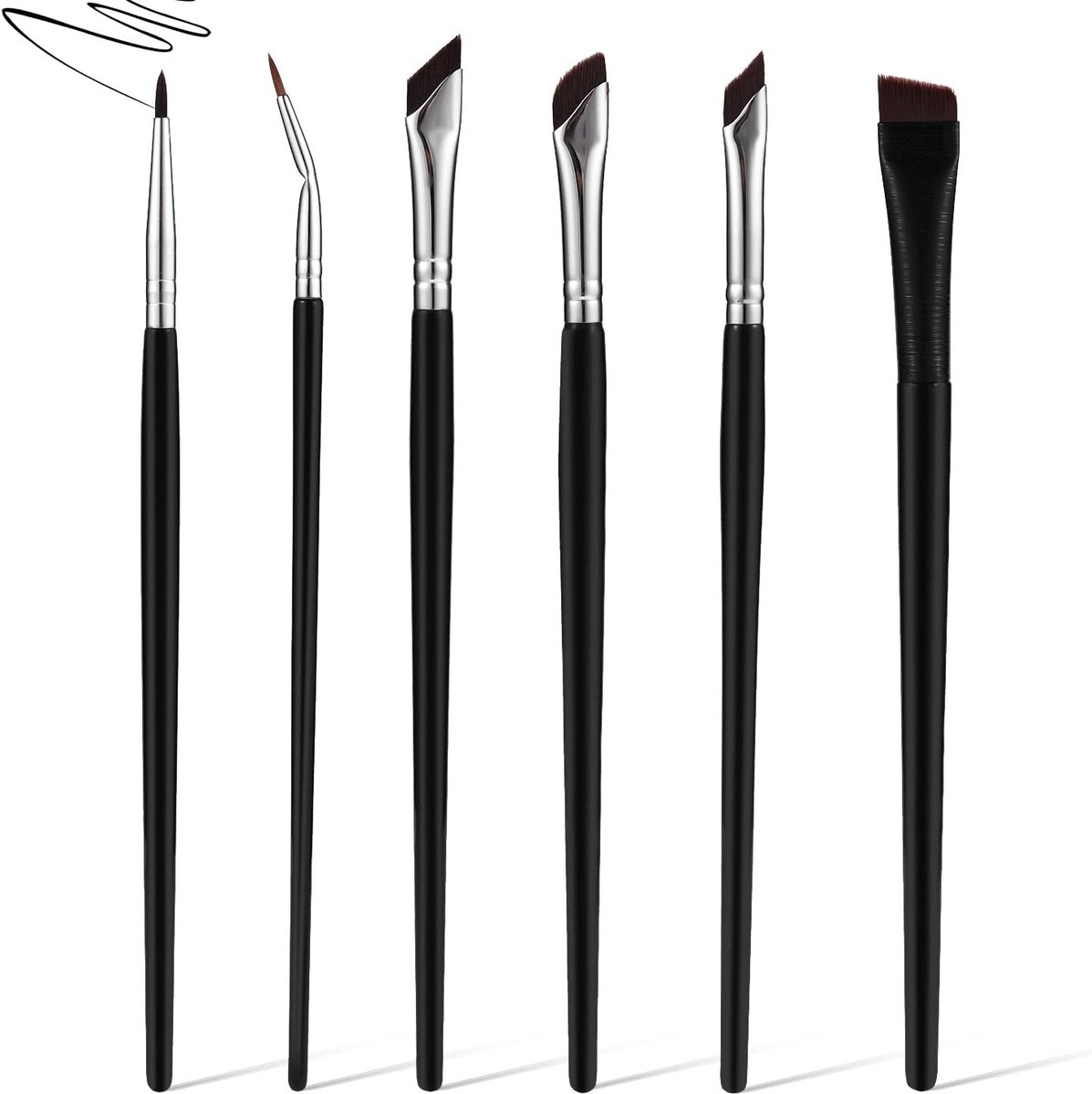 Set van 6 Eyeliner Make-up Penselen voor Precisie, Bevoegde Oogschaduw en Concealer Applicatie