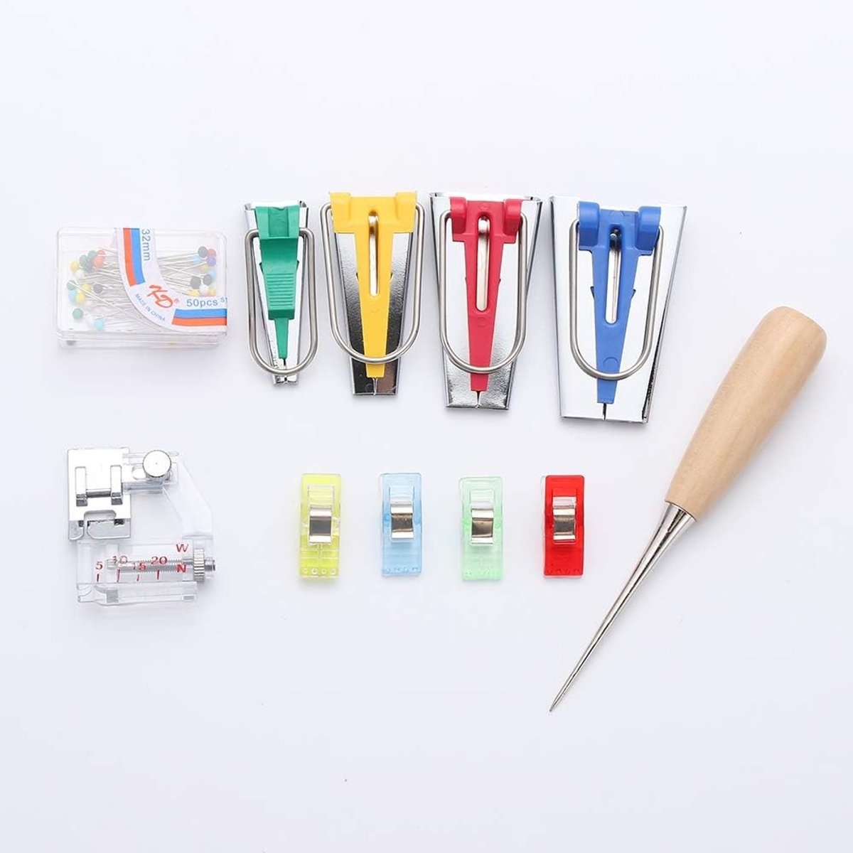 Handige 60-delige Set voor Het Maken van Biasbanden met Naaigereedschap, Quilting Awl en Ballpoint Pennen