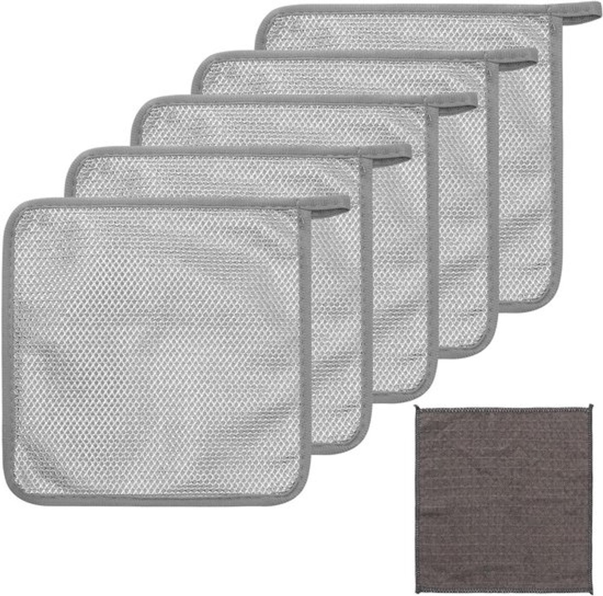 Multifunctionele vaatdoeken set van 5 - Roestvrij stalen reinigingsdoeken - Herbruikbare pannenreiniger - Draad kettingnet - Keuken schrobber