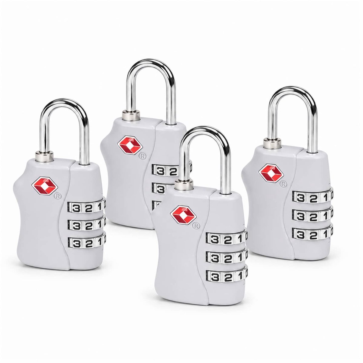 4x TSA Cijferslot – Bagage Slot met Code – Kofferslot – grijs
