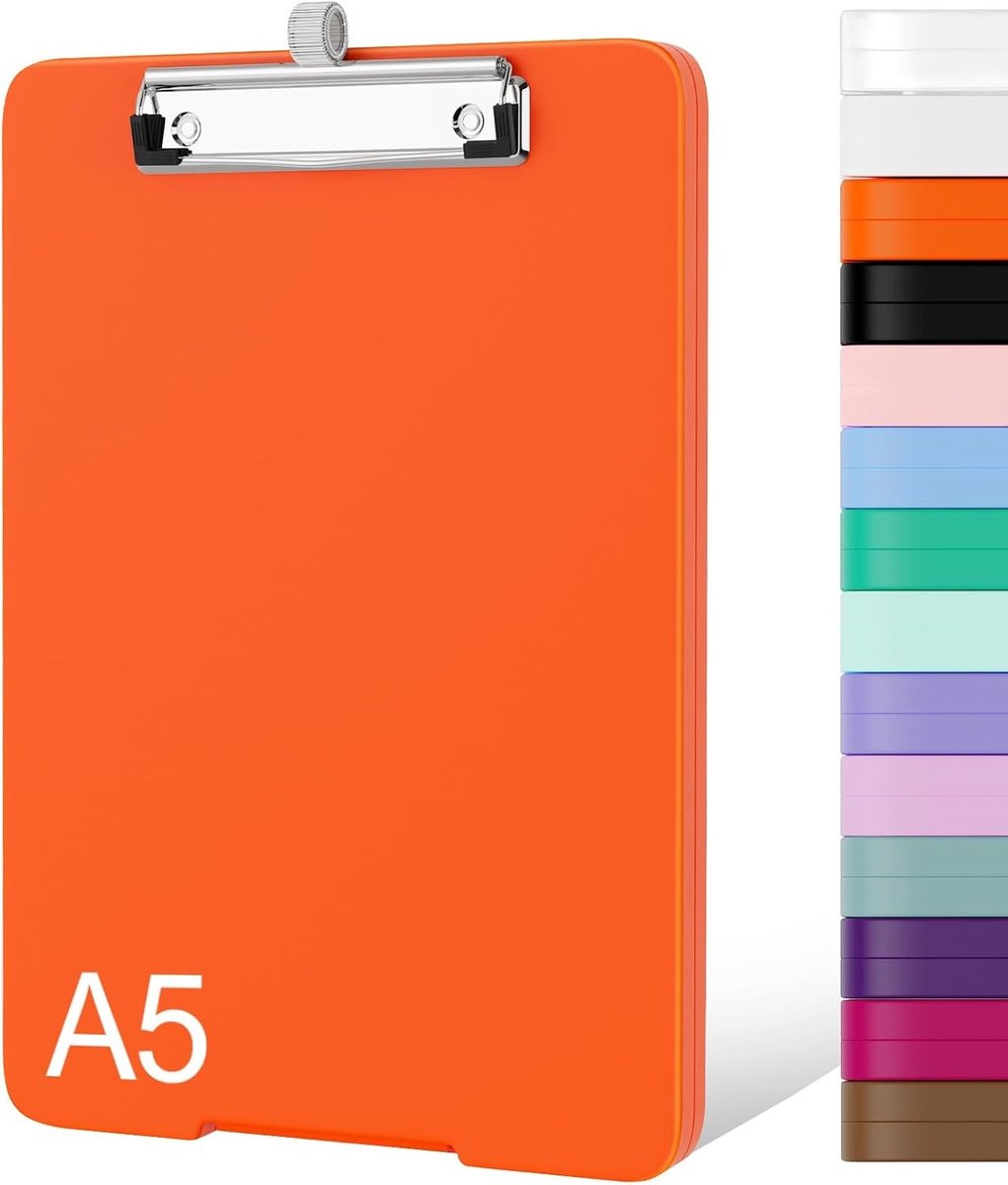 Klein Clipboard met Opbergruimte, A5 Formaat met Penhouder, Ideaal voor Verpleegkundigen, Leraren en Advocaten, Oranje Kleur