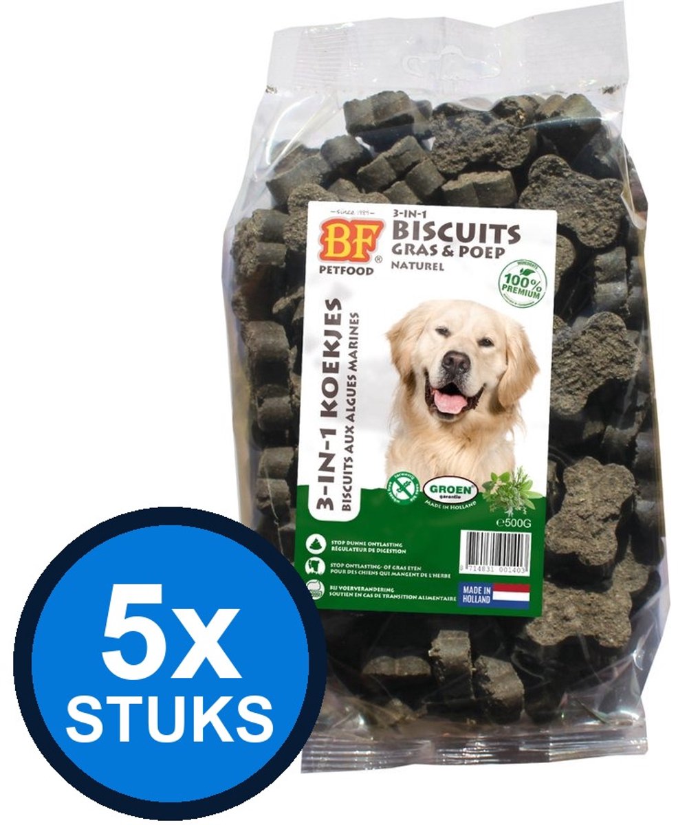 5x Biofood - 3in1 koekjes kruiden 500gr - Hondenvoer Snacks - 500 g