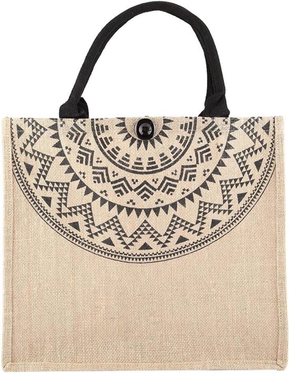 Multifunctionele Jute handtas - Duurzaam - Groot formaat - Opvouwbaar - Eco-friendly - Geschikt voor dagelijks gebruik - Ecru - Handtas, Jute Tote Jute tas, voor boodschappen reizen werk (XL)medium .