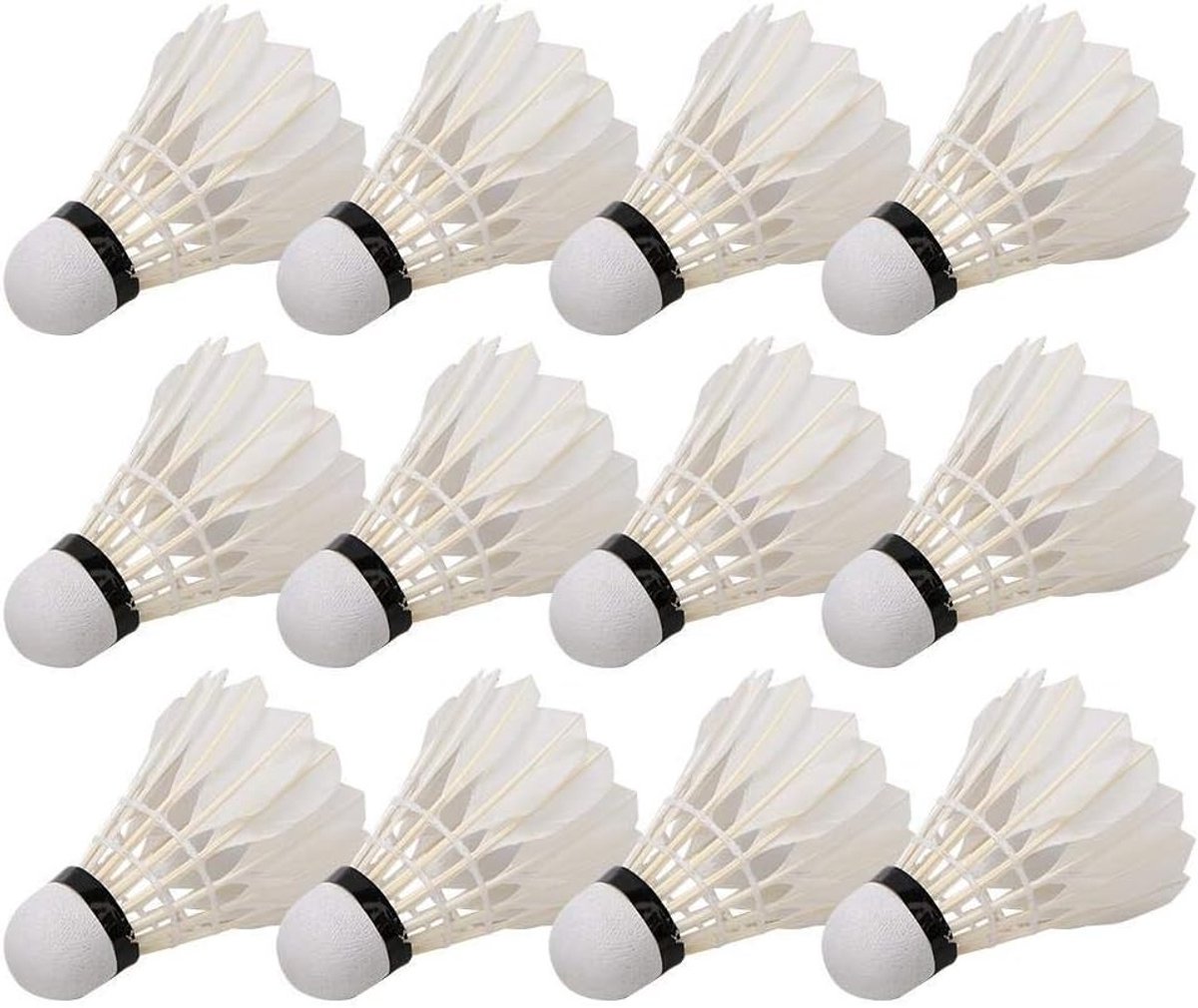 12PCS Badminton Shuttlecocks van Eendenvveren voor Stabiliteit en Duurzaamheid in Binnen- en Buitenspellen