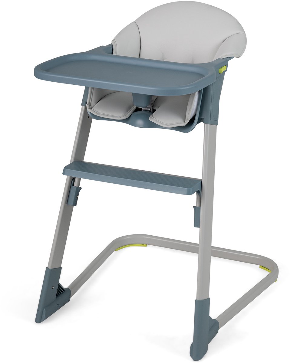 COSTWAY 2-in-1 Babykruk, Kinderkruk met Metalen Frame | Babykruk met Afneembaar Diemblad & Zitkussen, Baby Eetkruk, Babystoel voor Kinderen van 6-36 Maanden, Grijs