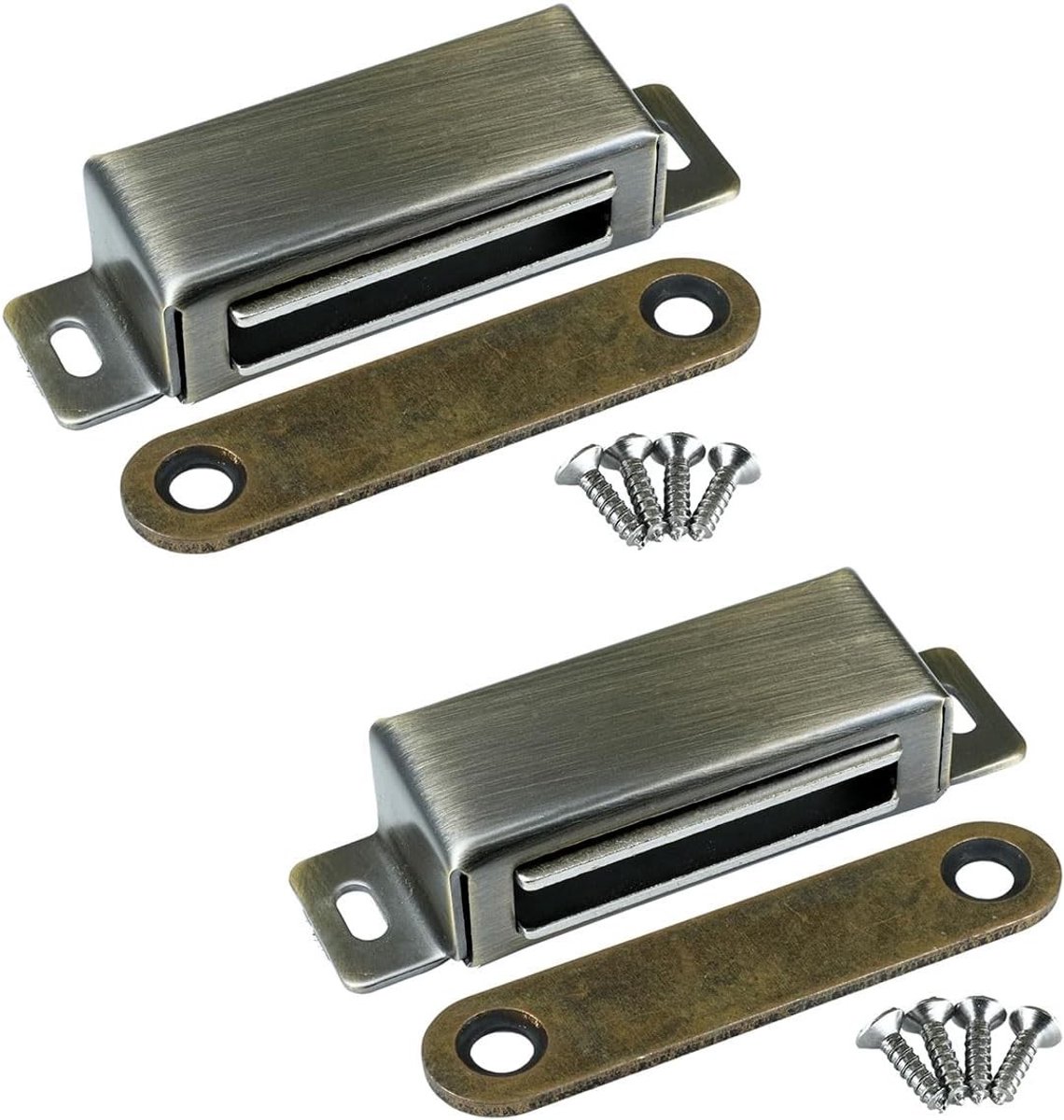 Magnetische Deursluiters voor Keukenkastdeuren en Lades - Roestvrij Staal, Bronzen Afwerking, Verpakking van 2 Stuks, Ideaal voor Meubels en Balkondeuren