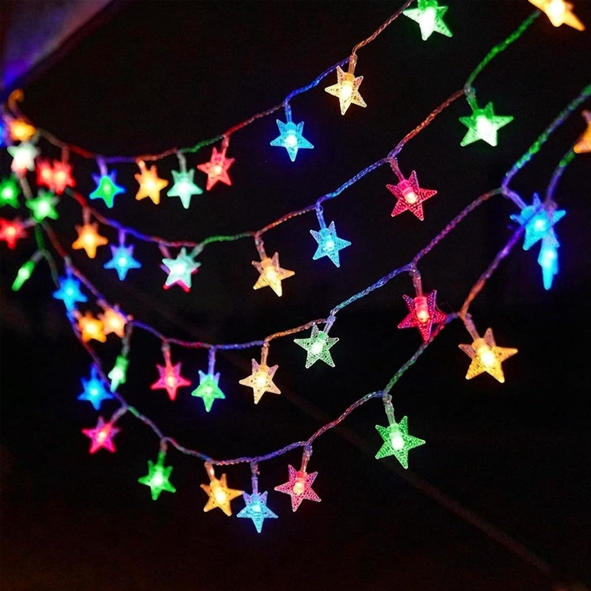 Sfeervolle Binnenverlichting met Kleurrijke Sterren voor Kerst, Bruiloften en Feestjes - 3 Meter met 20 LED's