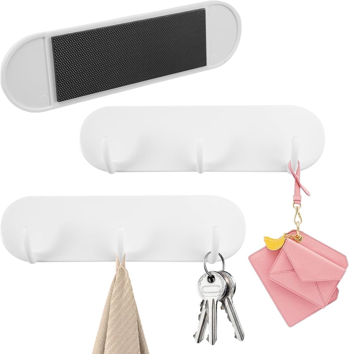 Magnetische Sleutelplank met 3 Haken voor Koelkast en Keuken | Ideaal voor Sleutels, Zonnebrillen en Sieraden | Compacte Afmetingen van 16.5 × 4.5cm