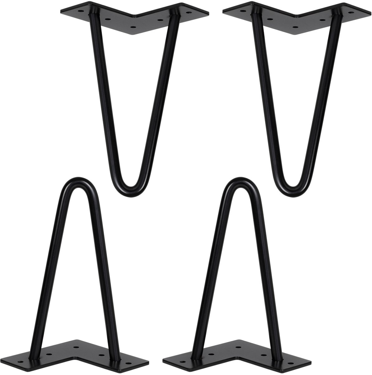 V2Aox 4x Metalen hairpin-tafelpoten – Meubelpoten – Zwart – 20 cm – V2Aox
