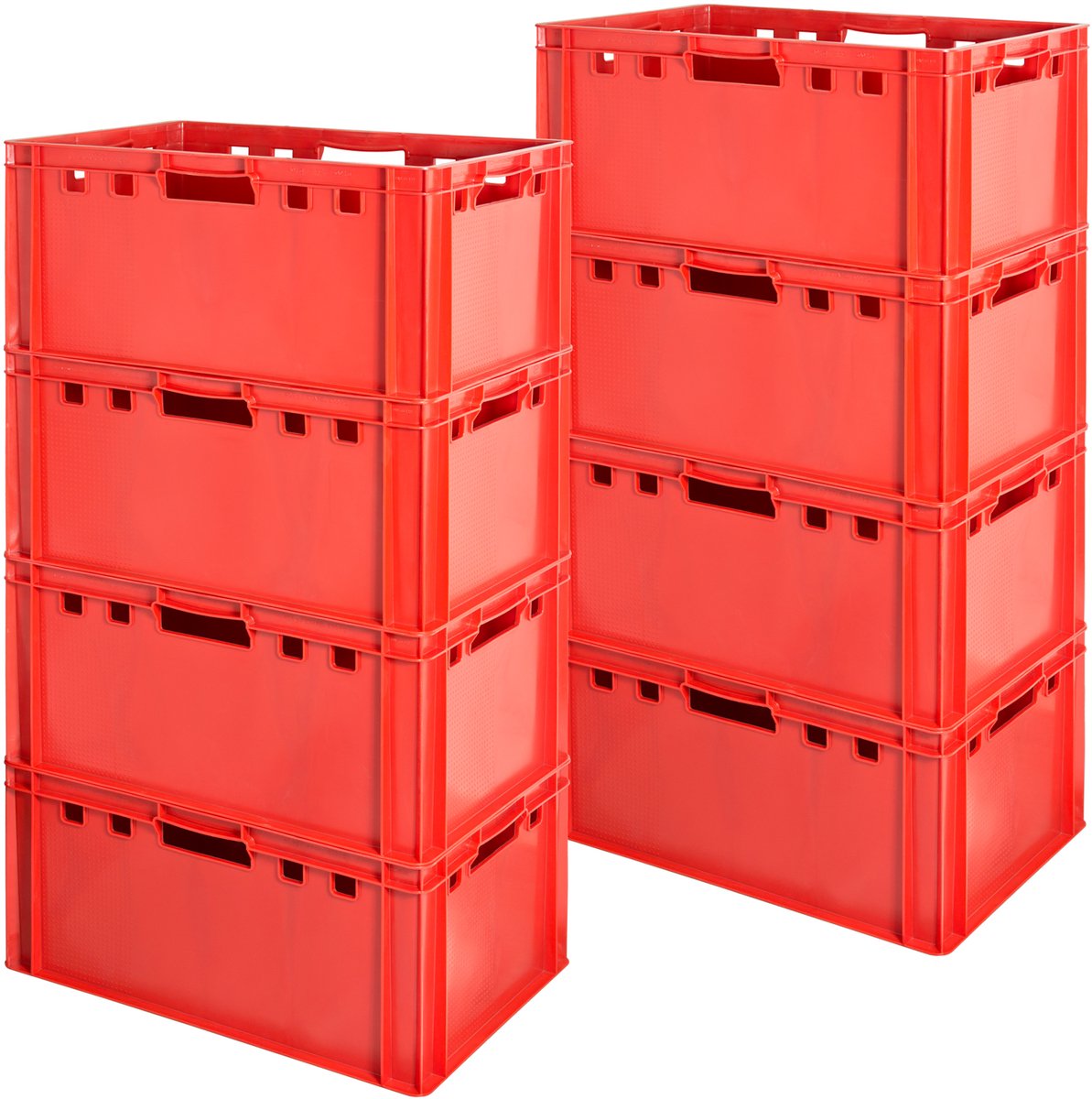8 E3 Vleeskrat, Rood, Eurobox, Voedselveilig, Slagerskrat, Opbergdoos, Plastic Bak, Stapelbaar, 60 x 40 cm, Kingpower