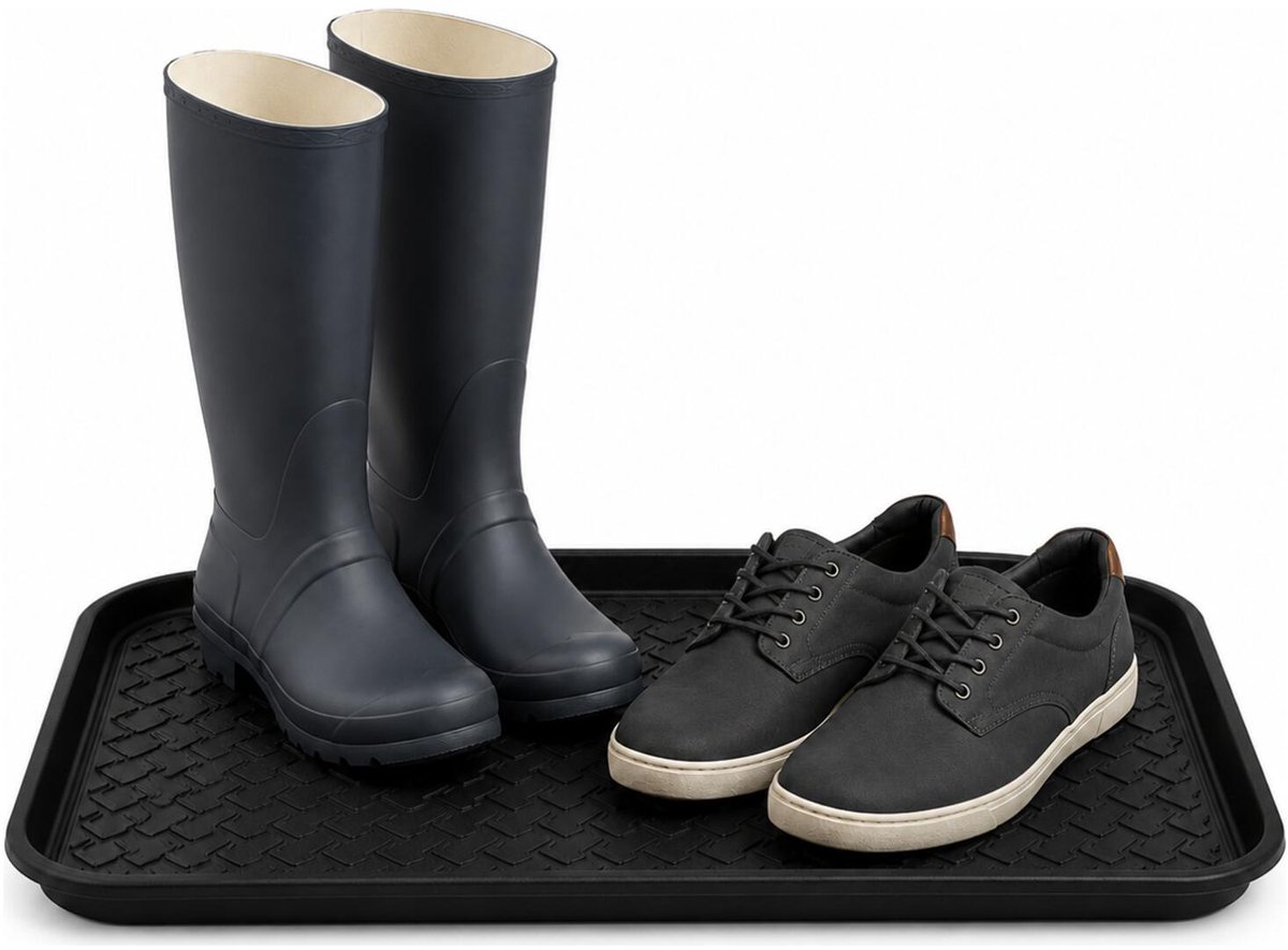 Kipit Schoenen en Laarzen tray - zwart - kunststof - 60 x 40 x 3 cm - uitdruipmat - lekmat
