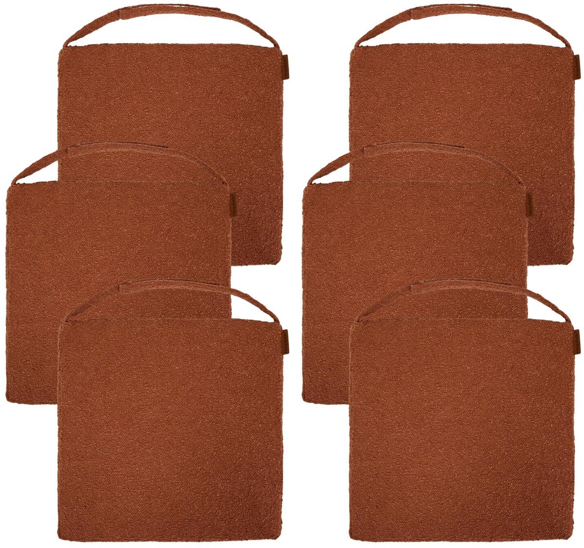 Hespiride stoelkussen Sofia - 6x - 40 x 40 x 4 cm - mahonie bruin - boucle - binnen/buiten
