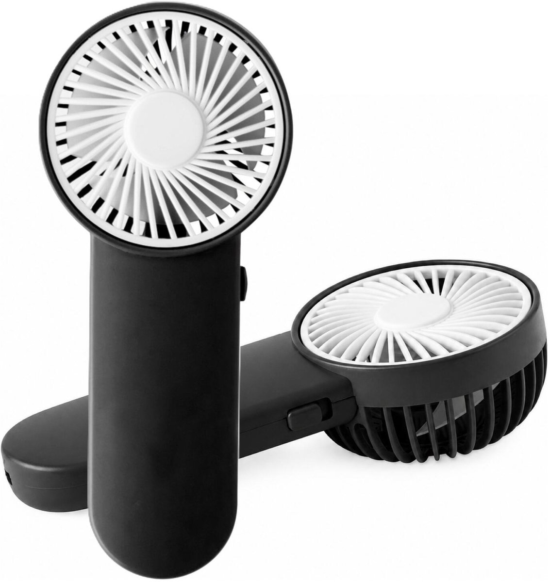 Trendoz Cooling Mini handventilator - 2x - zwart - 6.5 x 15 cm - verkoeling in zomer - Op batterijen