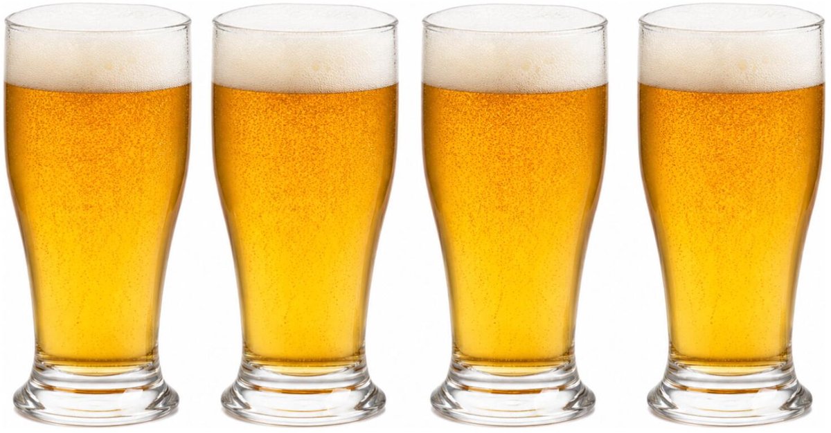 Leknes bierglazen - 4x - kunststof - 520 ml - transparant - onbreekbaar