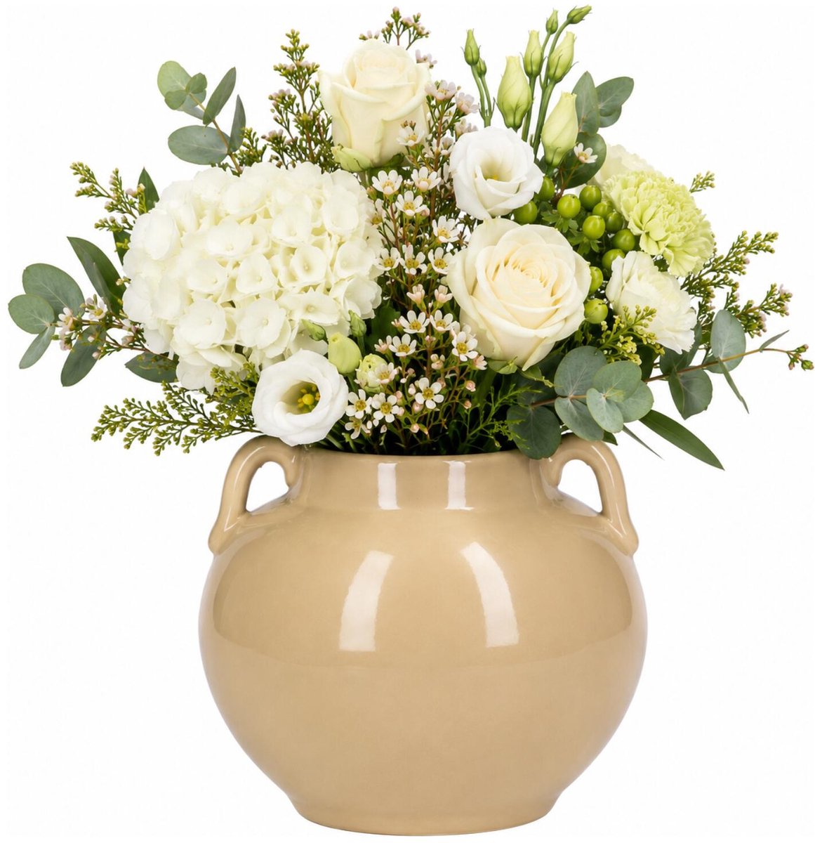 Atmosphera Vaas Aquilos - glans - taupe - D18 x H17 cm - keramiek - bloemenvaas - voor stelen en boeketten